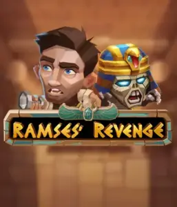 Explore the ancient world of Ramses' Revenge slot by Relax Gaming, featuring a surprised explorer and a terrifying mummy against an Egyptian tomb backdrop. This image portrays the drama of Egyptian archaeology, ideal for fans of Egyptian-themed slots, providing a gripping gaming experience. 